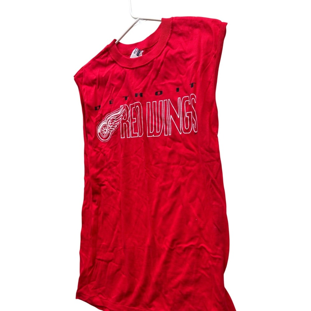 Vintage Detroit Red Wings Muscle Tee Red NHL Hockey Shirt Large USA